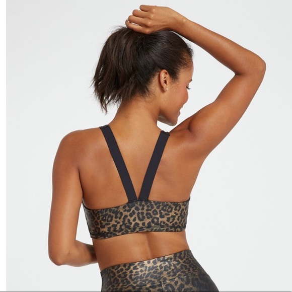 Spanx Faux Leather Leopard Low Impact Sports Bra - Picture 3 of 6
